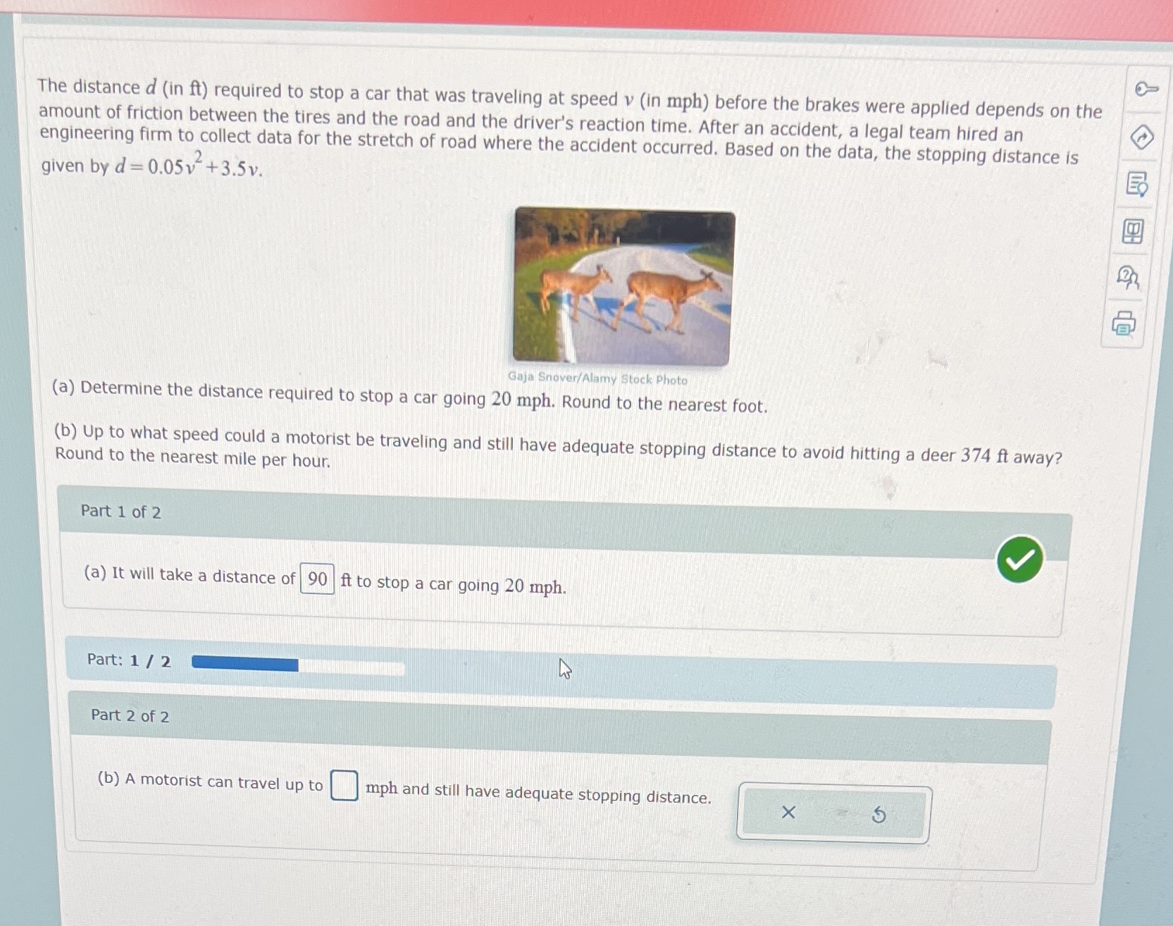 10 part 2 ty The distance d (in ft) required to