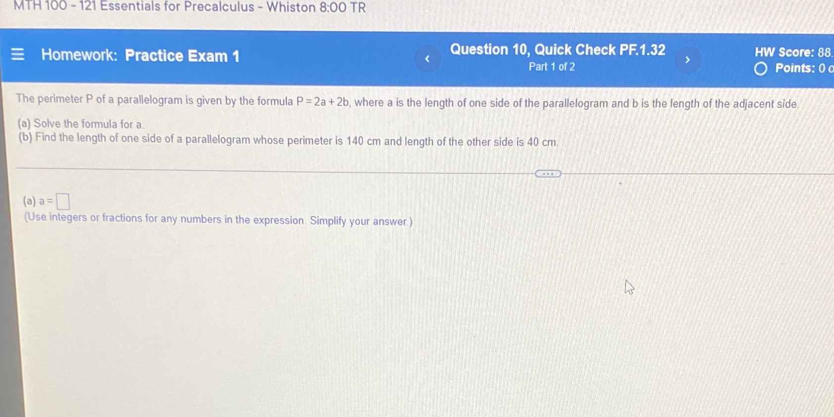 MTH 100 - 121 Essentials for Precalculus -