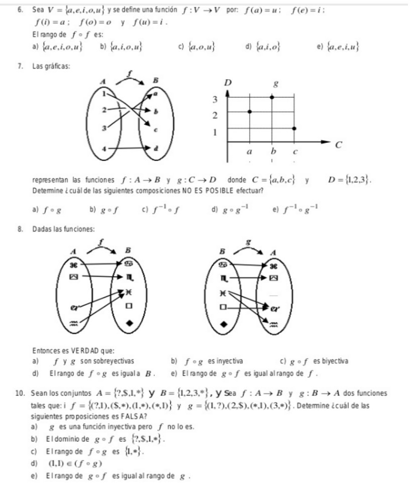 6. Sea V = (a,e,i,o,u; y se define una funcion f