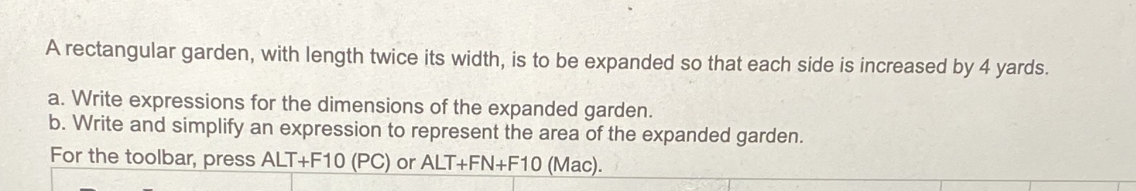 A rectangular garden, with length twice its