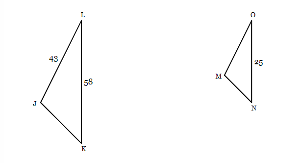 Triangle JKL is similar to triangle MNO. Find the
