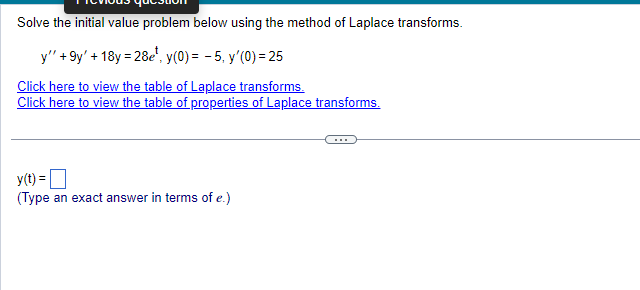 Solve the initial value problem below using the