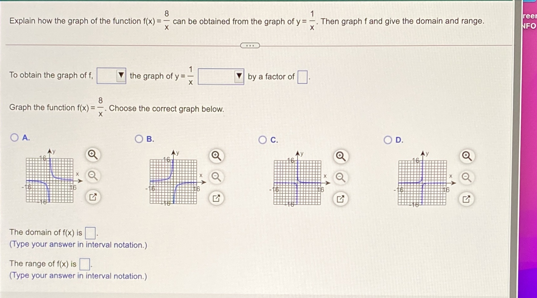 8 1 _ _ Explain how the graph of the function