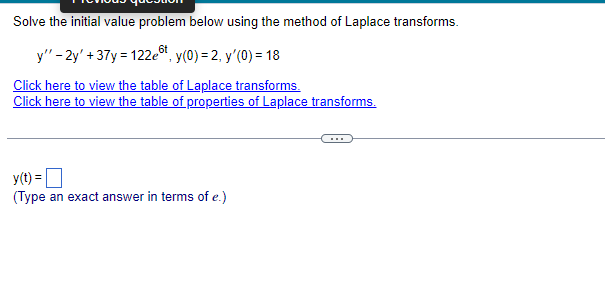 Solve the initial value problem below using the