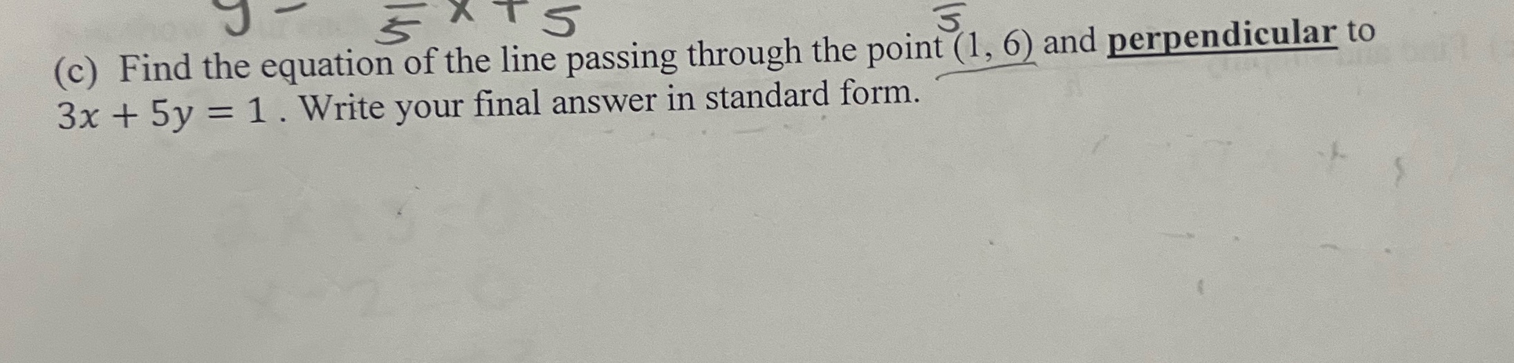 5 (c) Find the equation of the line passing