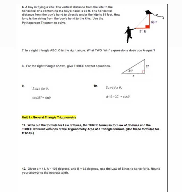 Solve with show work 6. A boy is flying a kite.
