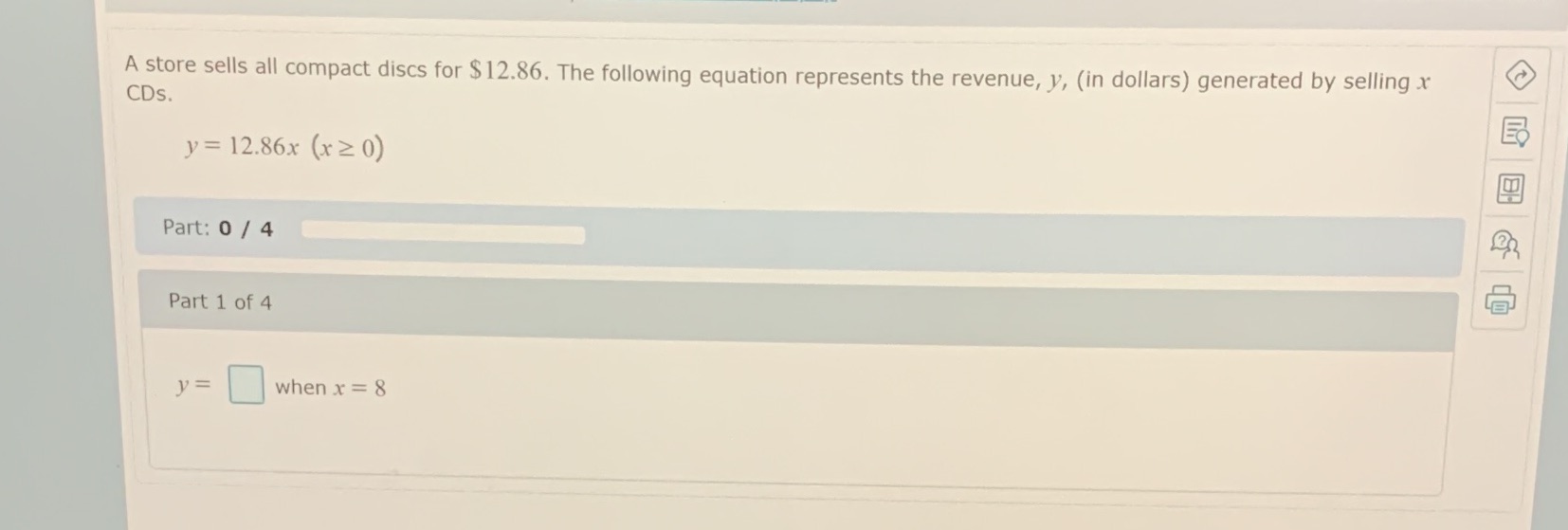 A store sells all compact discs for $12.86. The