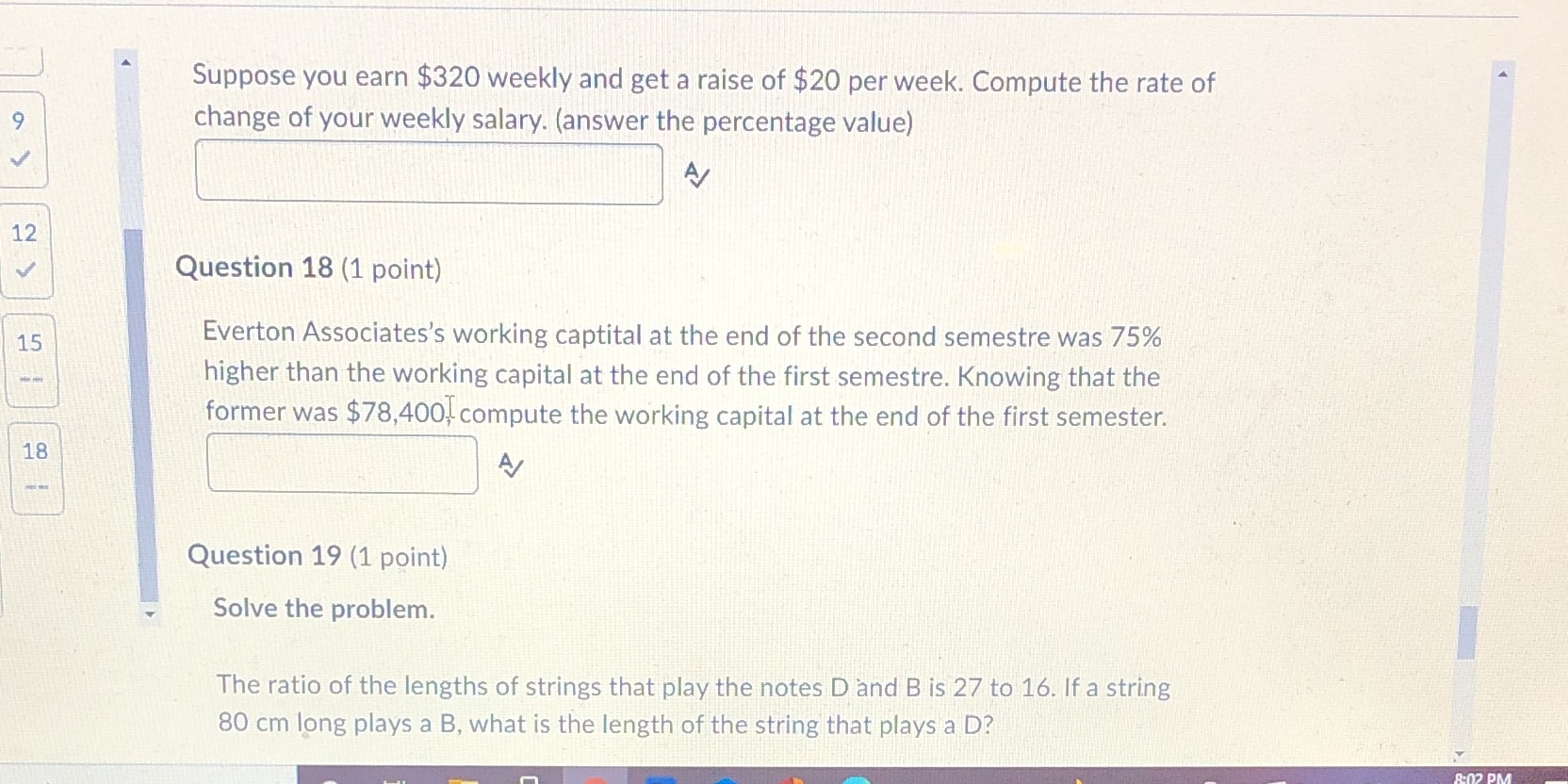 I'm going to need help with question 17, 18, 19