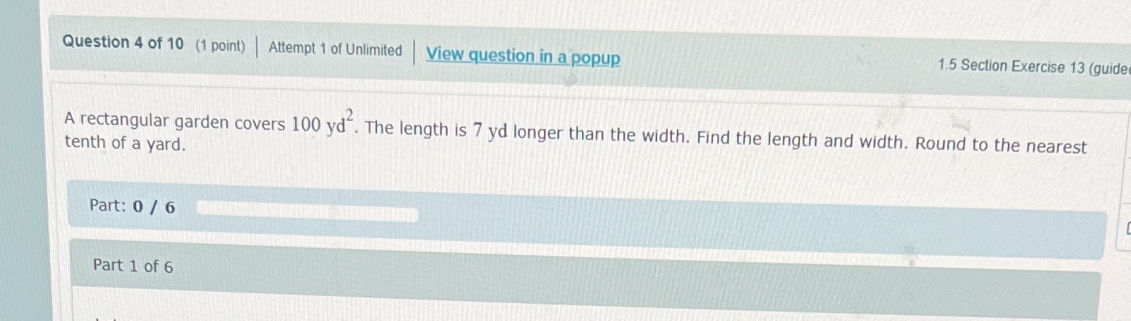4 part 1 Question 4 of 10 (1 point) Attempt 1 of