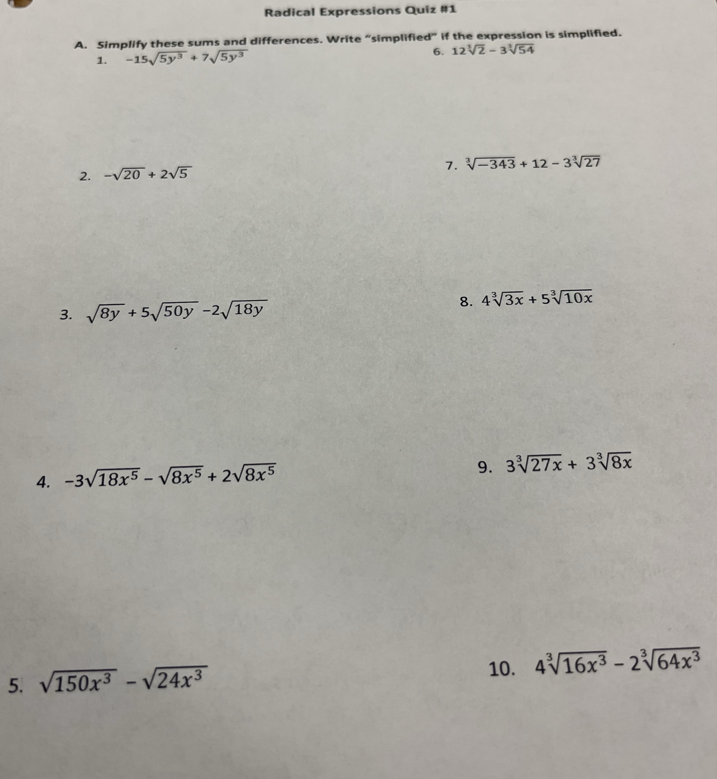 Please can I get short definitions Radical