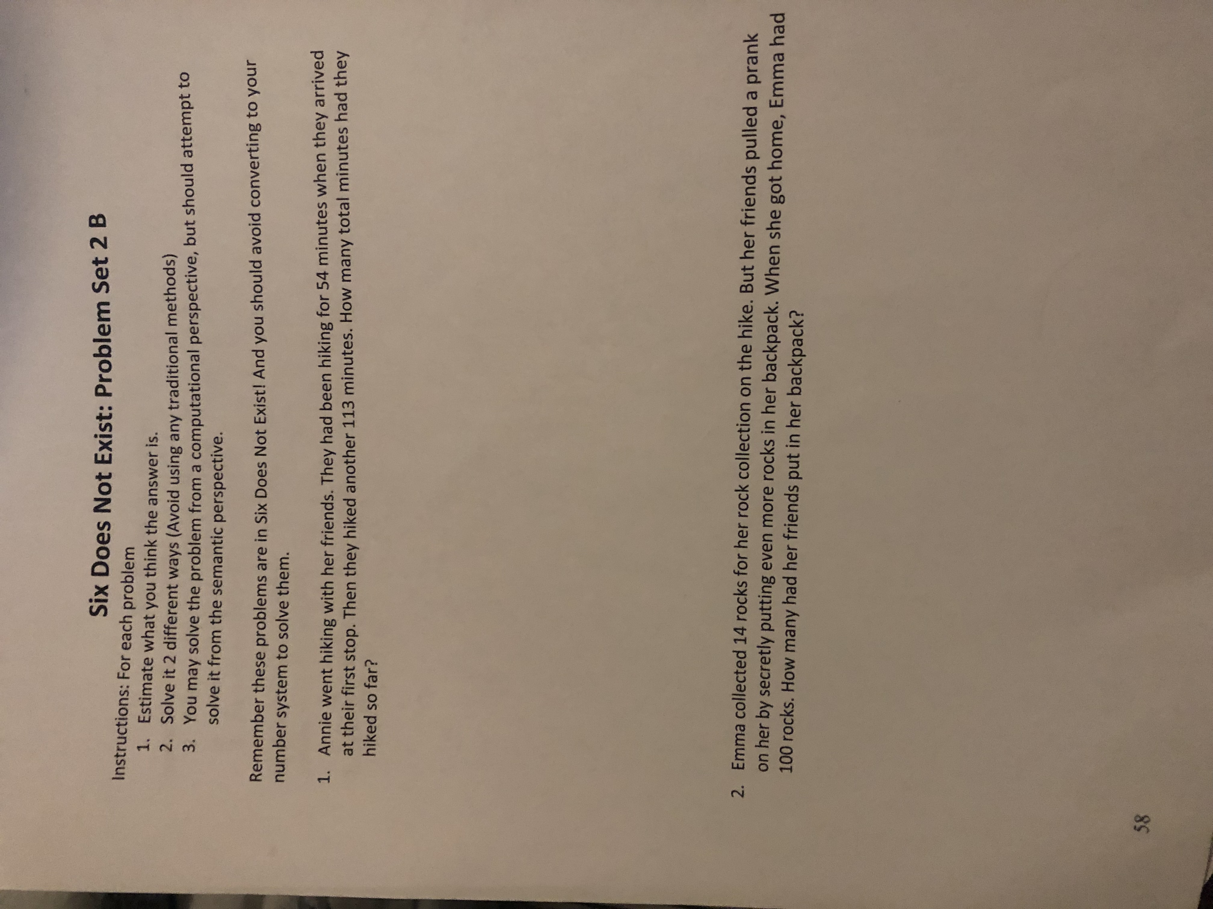 Six Does Not Exist: Problem Set 2 B Instructions: