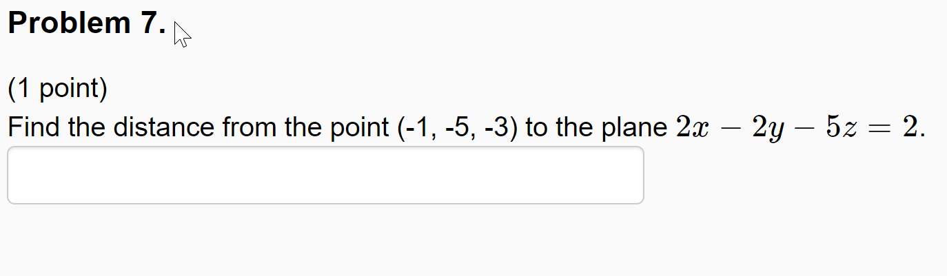 \f(1 point) Find the distance between the skew