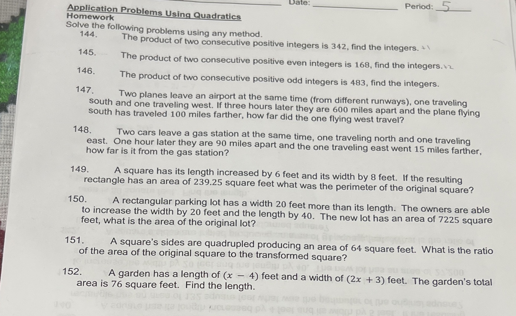 Need help te: Period: Application Problems Using