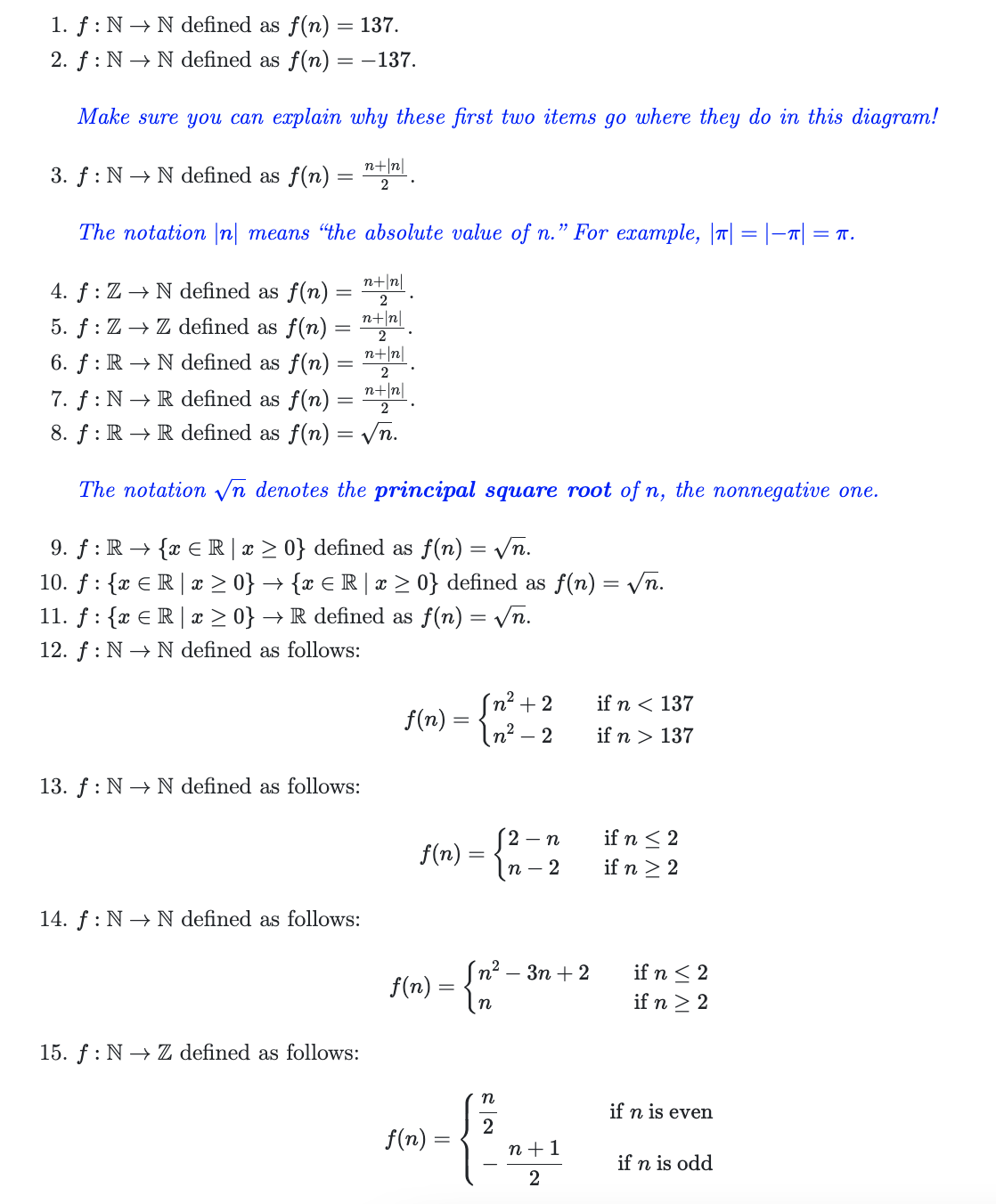 Problem One: Preperties of Functions Below is a.
