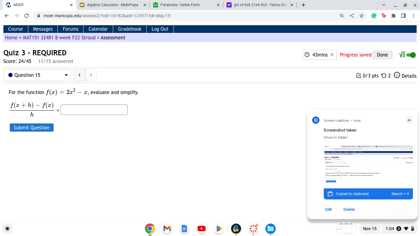 MOER X @Algebra Calculator - MathPapa X