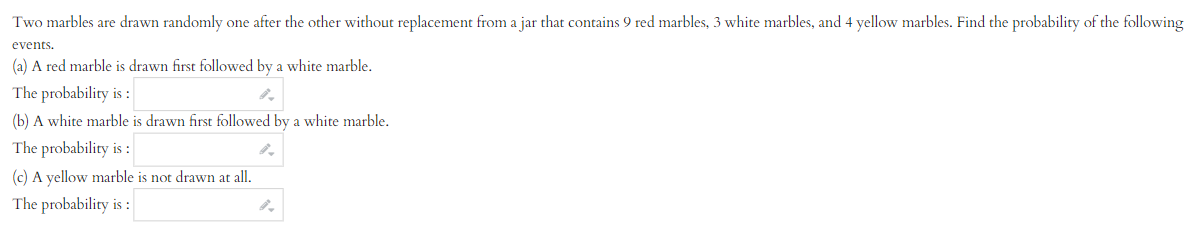 Two marbles are drawn randomly one after the