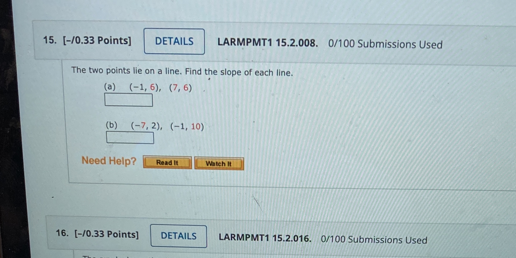 15. [-/0.33 Points] DETAILS LARMPMT1 15.2.008.