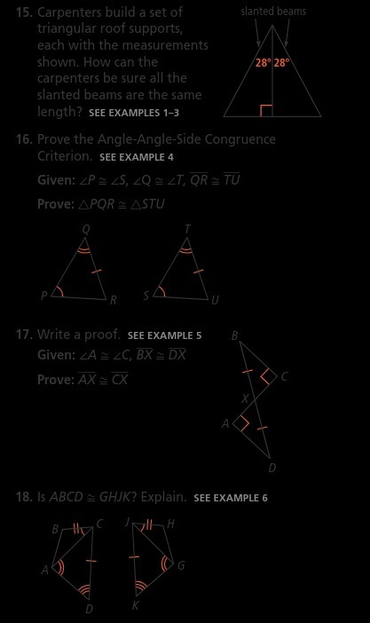 15. Carpenters build a set of slanted beams
