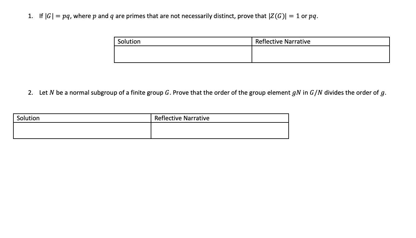 I need help with these two Abstract Algebra