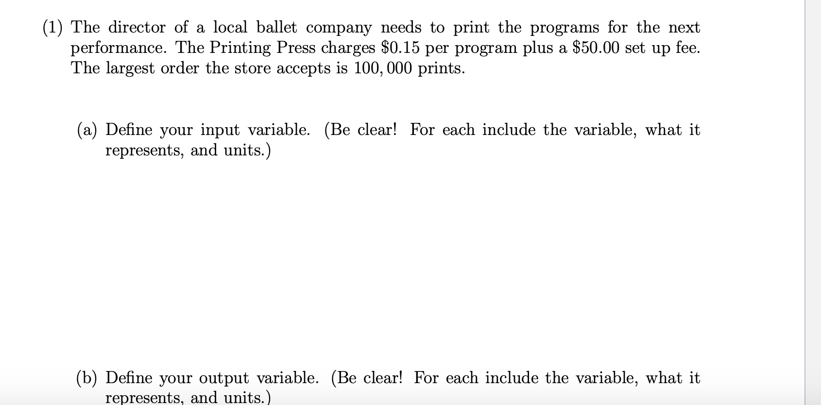(1) The director of a local ballet company needs