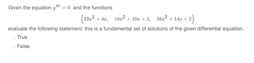 Q1. \fGiven the equation y"= 0 and the functions