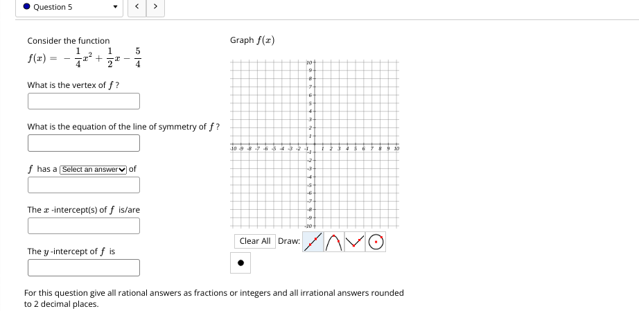 . Question 5 Consider the function Graph f(x)