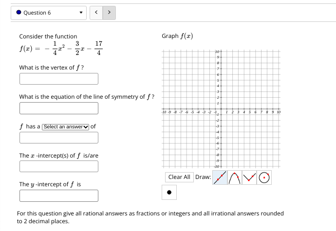 . Question 5 Consider the function Graph f(x)