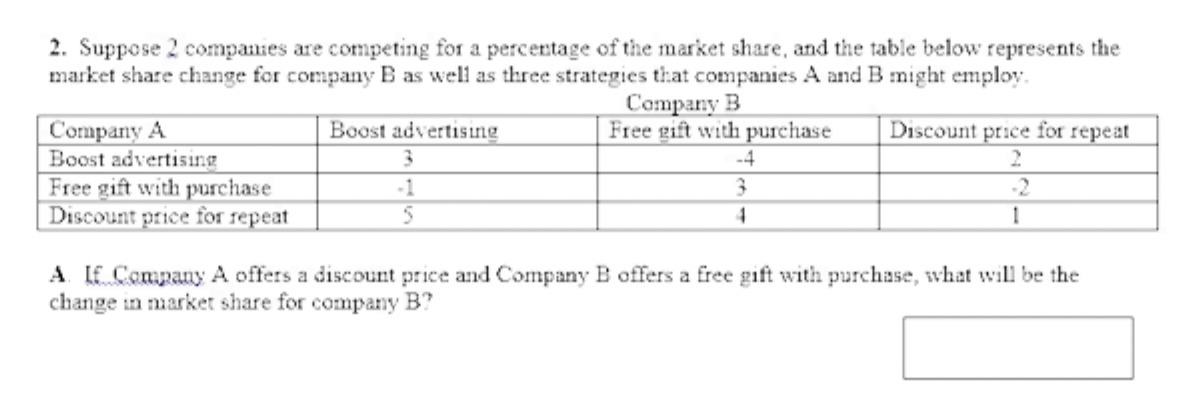 2. Suppose 2 companies are competing for a