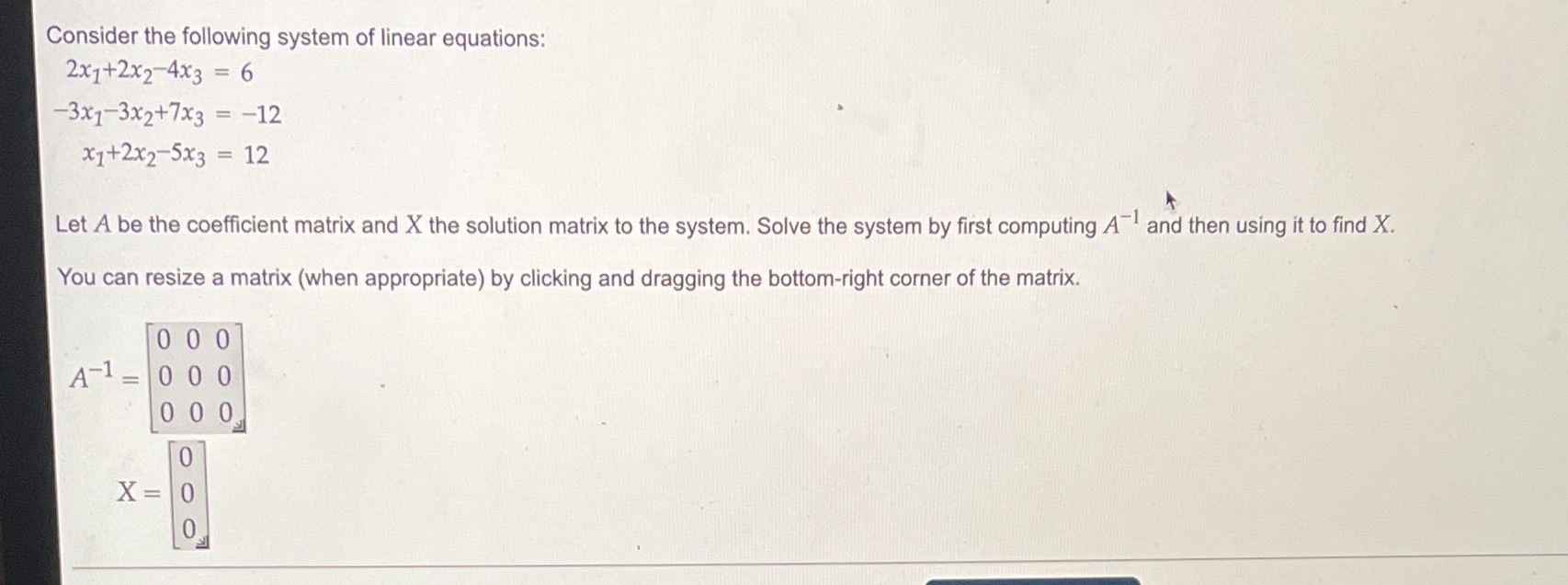 Consider the following system of linear