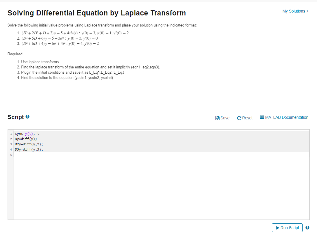 Solving Differential Equation by Laplace