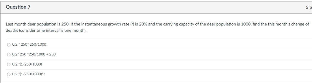please answer... Question 7 5 p Last month deer