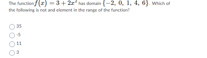 Using the graph below, determine the domain of