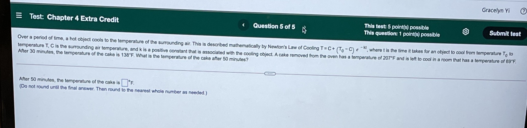 Gracelyn Yi Test: Chapter 4 Extra Credit Question