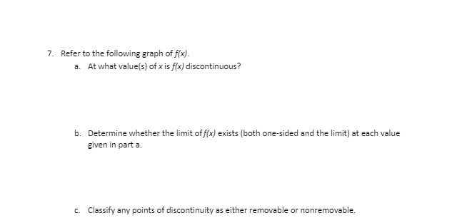 7. Refer to the following graph of fix). a. At