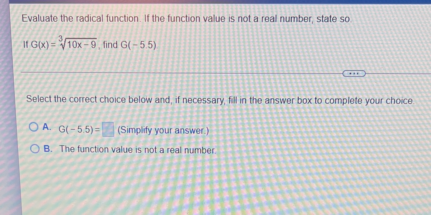 Evaluate the radical function. If the function