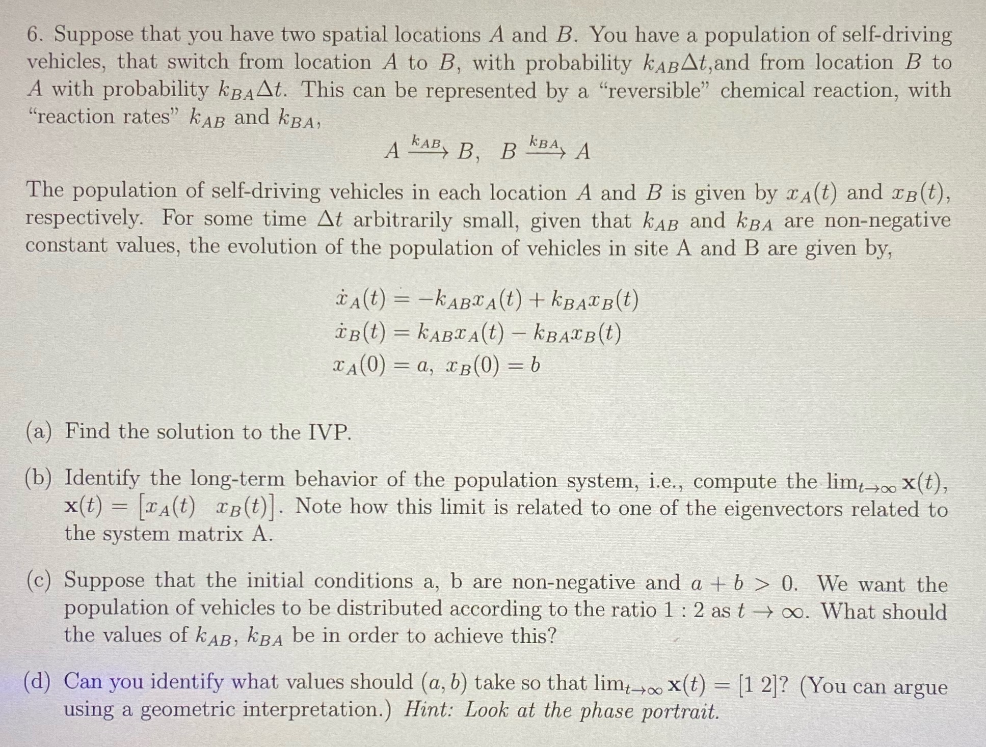6. Suppose that you have two spatial locations A