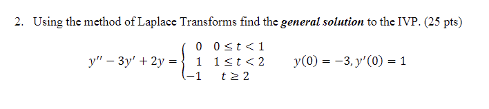 2. Using the method of Laplace Transforms find