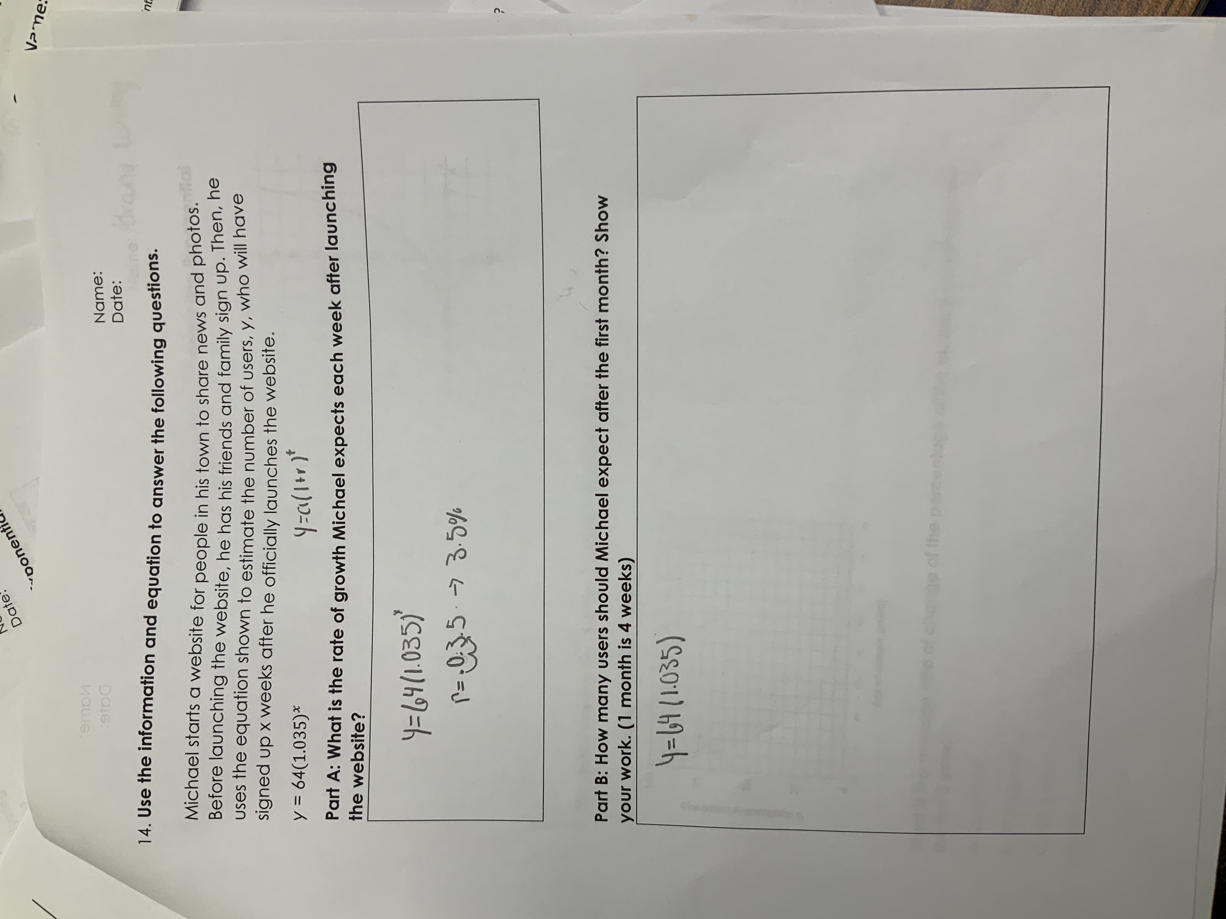 Date vponenti Vane emon Name: Date: 14. Use the