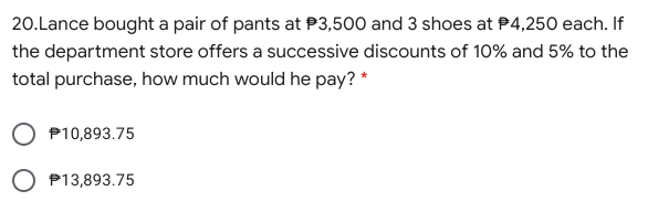 Solve each problem then tick the correct answer