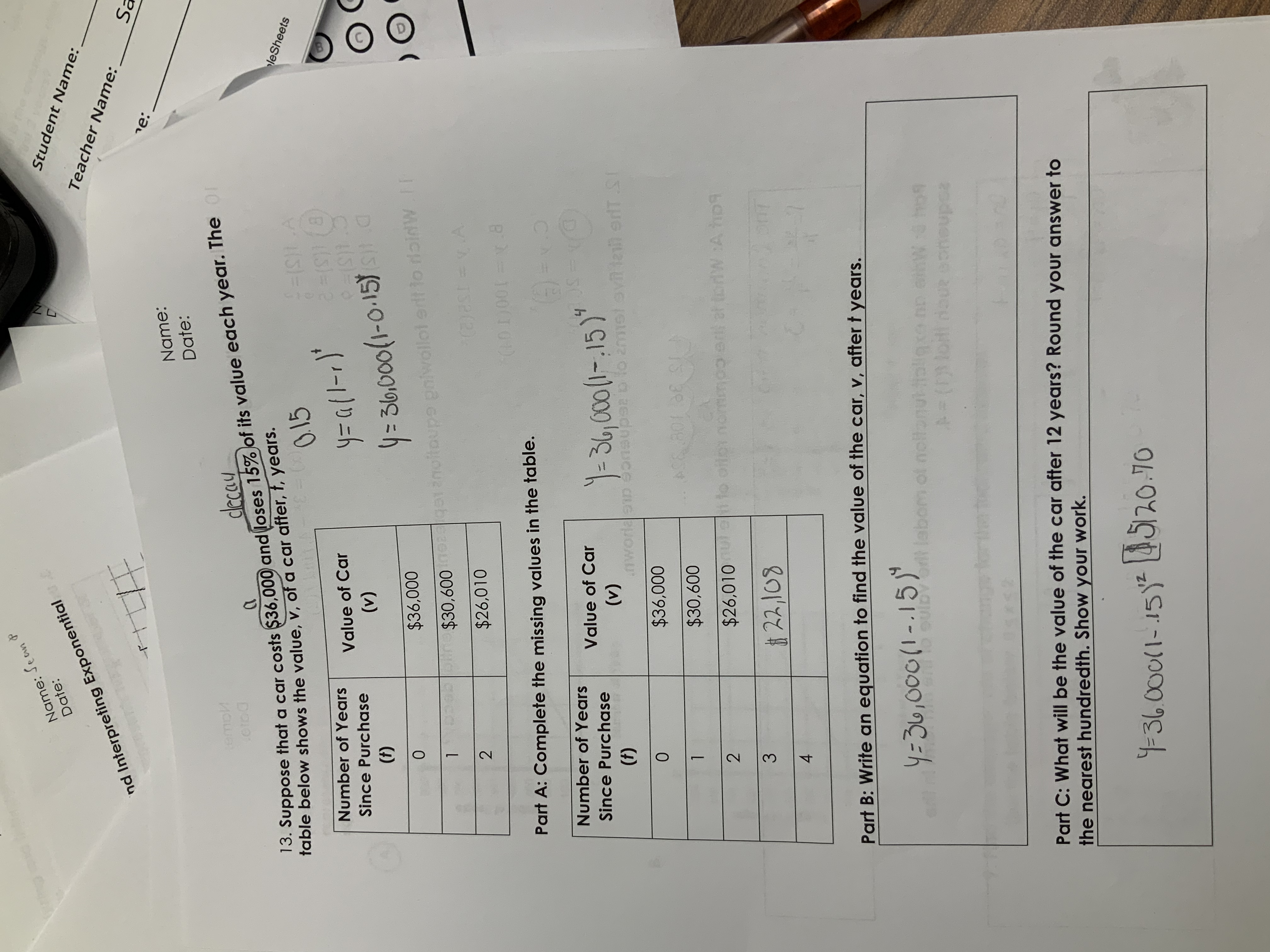 Date vponenti Vane emon Name: Date: 14. Use the