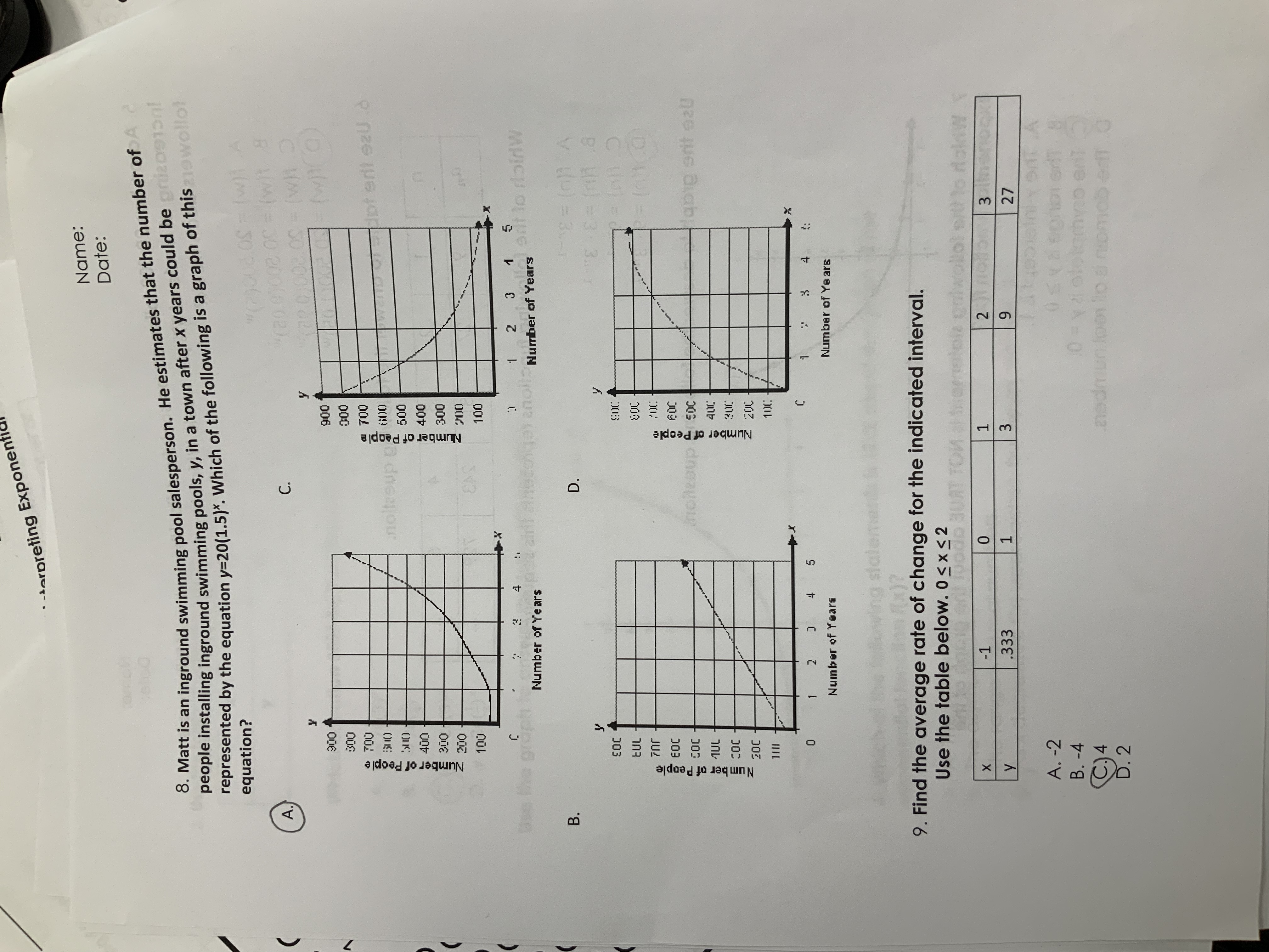 Date vponenti Vane emon Name: Date: 14. Use the