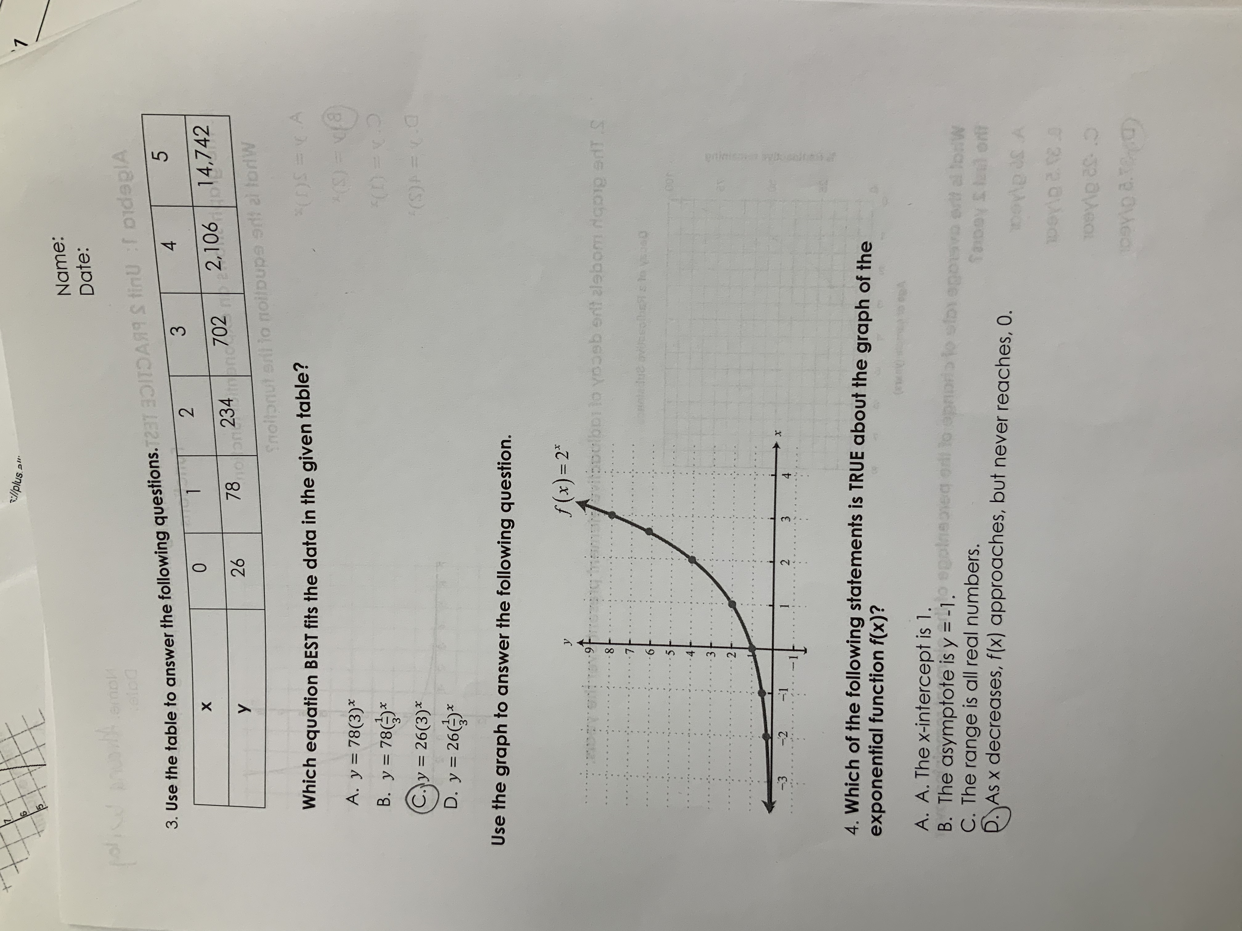 Date vponenti Vane emon Name: Date: 14. Use the