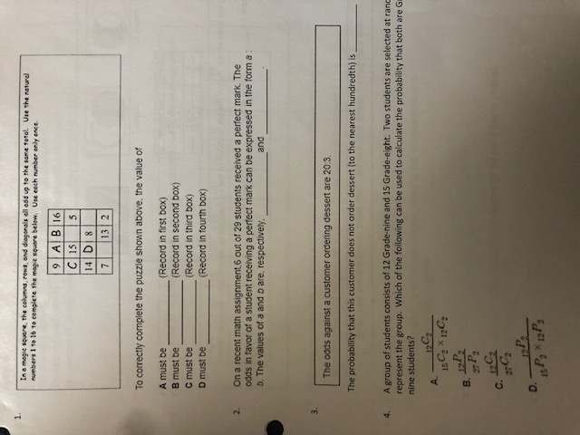 1. Im a magic square, the columns, rows, and