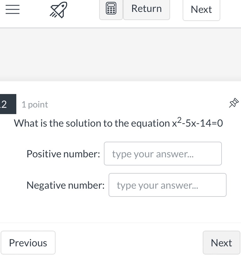 E a? Return Next 1 point 55? What is the solution