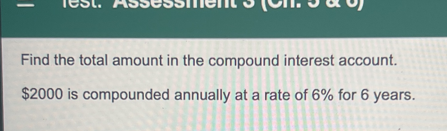 Find the total amount in the compound interest