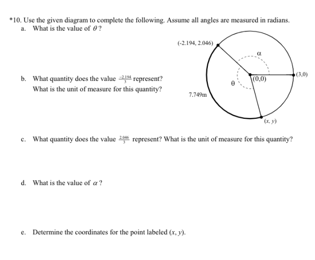 *10. Use the given diagram to complete the