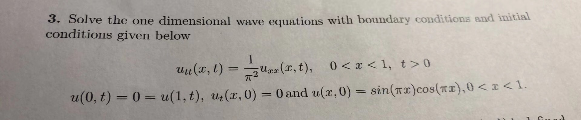 partial differential equation 3. Solve the one
