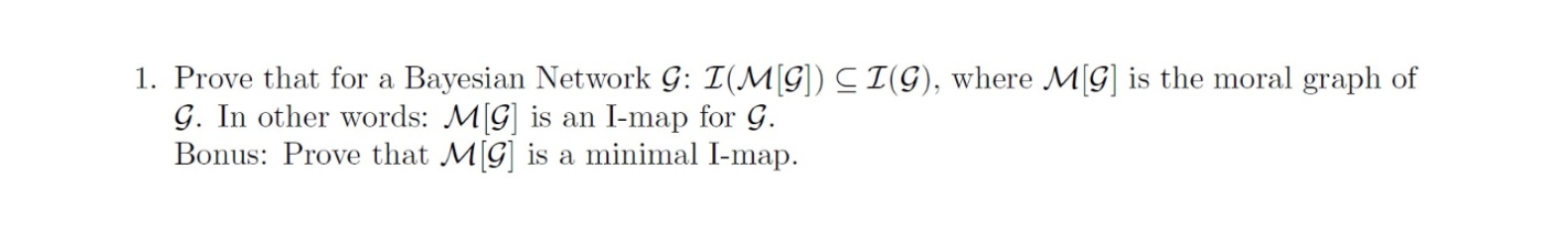 1. Prove that for a Bayesian Network 9': I (M
