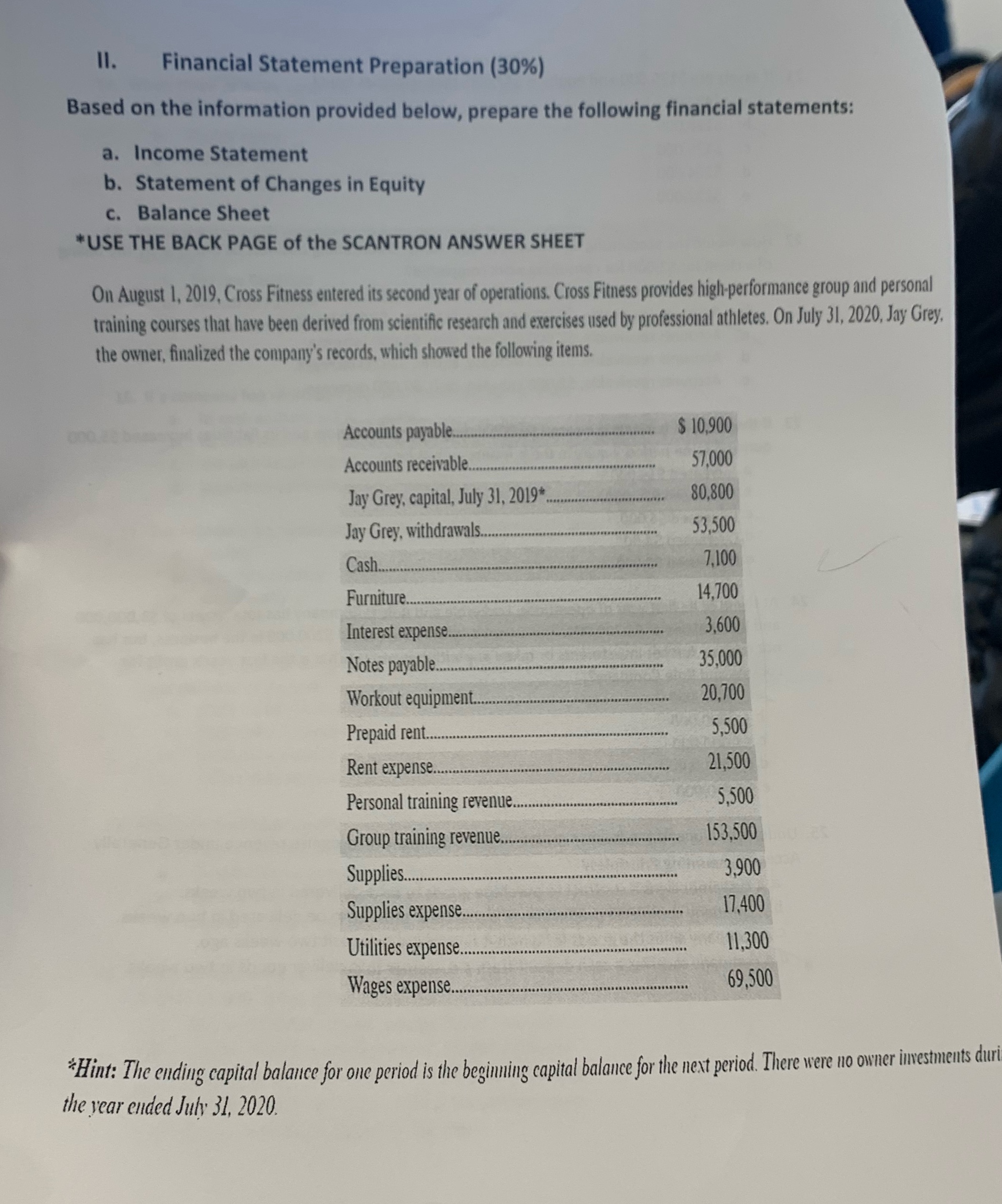 11. Financial Statement Preparation (30%) Based
