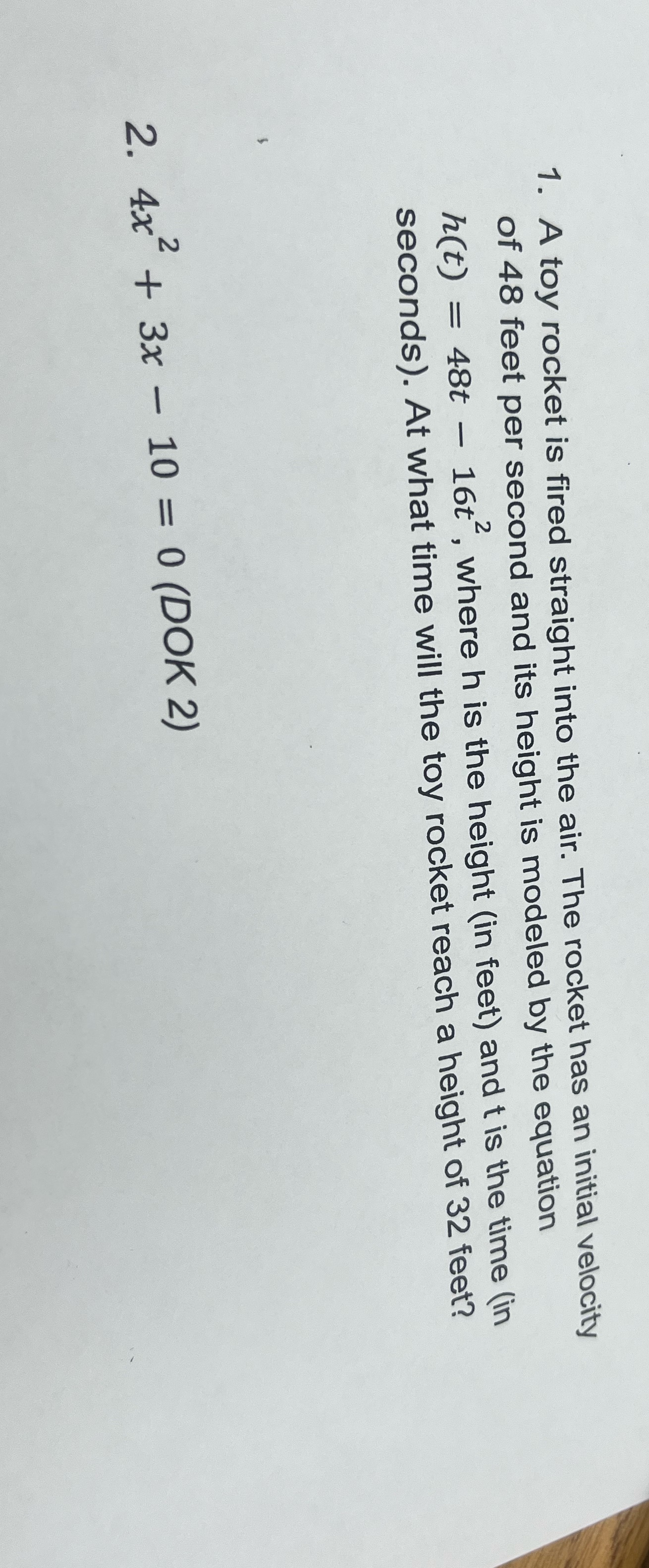 please urgent ! 1. A toy rocket is fired straight